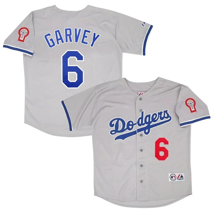 Men's Los Angeles Dodgers #6 Steve Garvey Gray Stitched Baseball Jersey