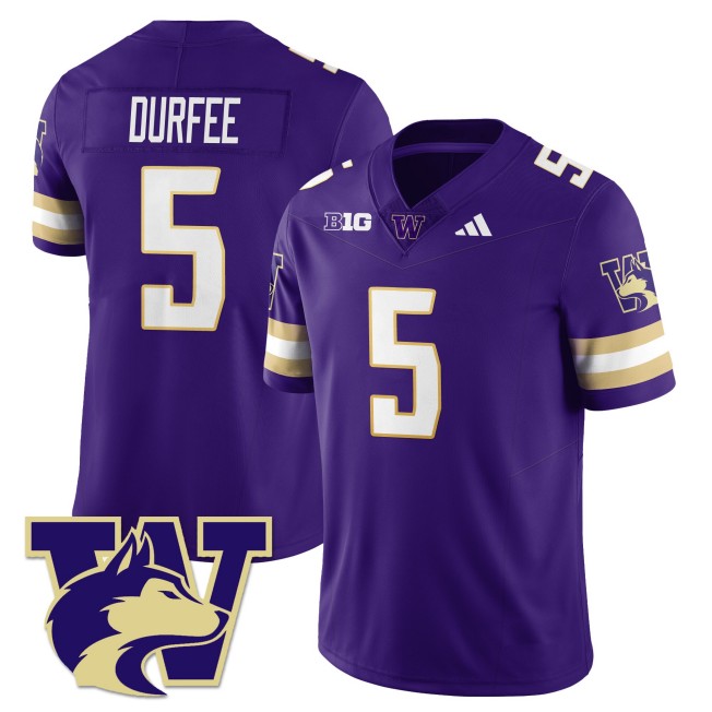 Men's Washington Huskies #5 Zach Durfee Purple 2025 Vapor Limited Stitched Football Jersey