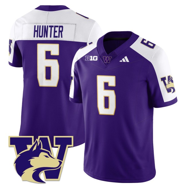 Men's Washington Huskies #6 Jeremiah Hunter Purple White 2025 Vapor Limited Stitched Football Jersey