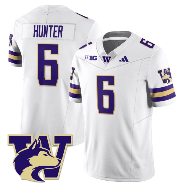 Men's Washington Huskies #6 Jeremiah Hunter White 2025 Vapor Limited Stitched Football Jersey