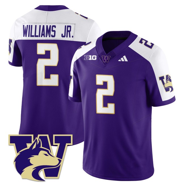 Men's Washington Huskies #2 Demond Williams Jr. Purple White 2025 Vapor Limited Stitched Football Jersey