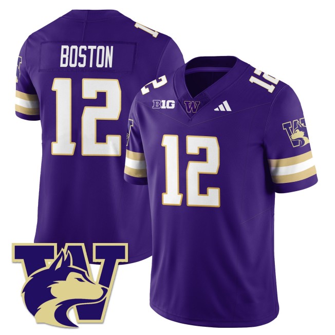 Men's Washington Huskies #12 Denzel Boston Purple 2025 Vapor Limited Stitched Football Jersey