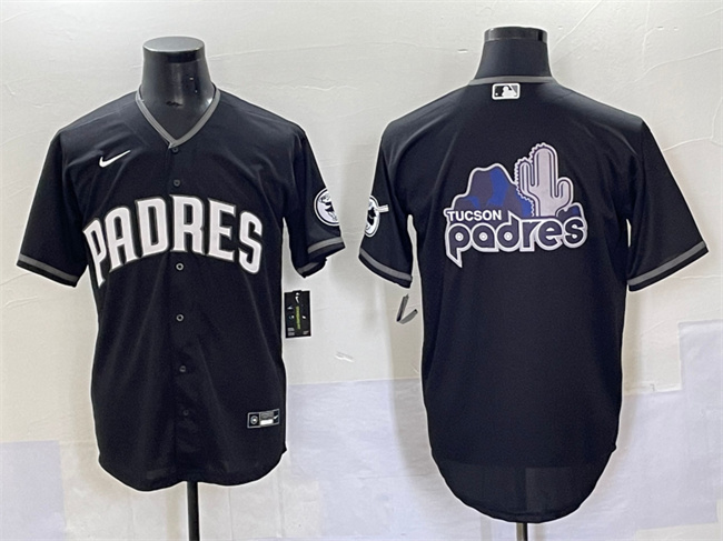 Men's San Diego Padres Team Big Logo Black Stitched Baseball Jerseys