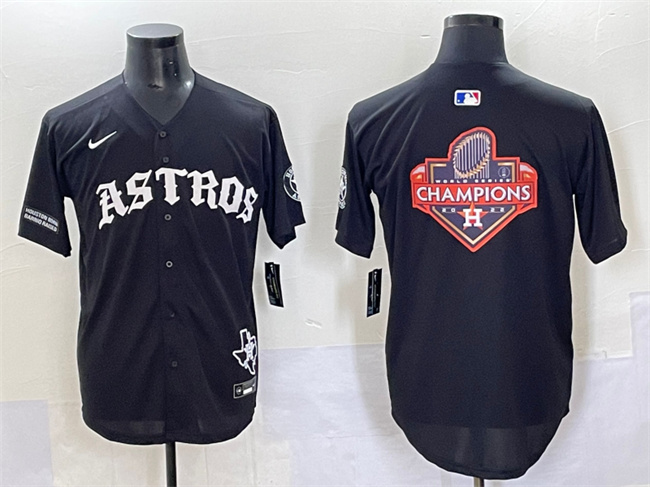 Men's Houston Astros Team Big Logo Black Gothic 'Houston Born Barrio Raised' Limited Stitched Baseball Jersey