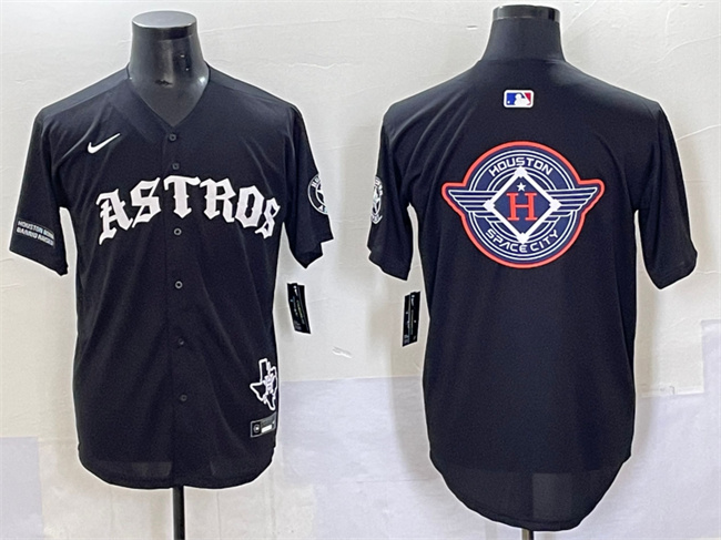 Men's Houston Astros Team Big Logo Black Gothic 'Houston Born Barrio Raised' Limited Stitched Baseball JerseyS