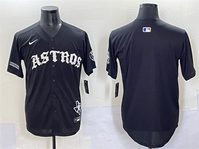 Men's Houston Astros Blank Black Gothic 'Houston Born Barrio Raised' Limited Stitched Baseball Jersey