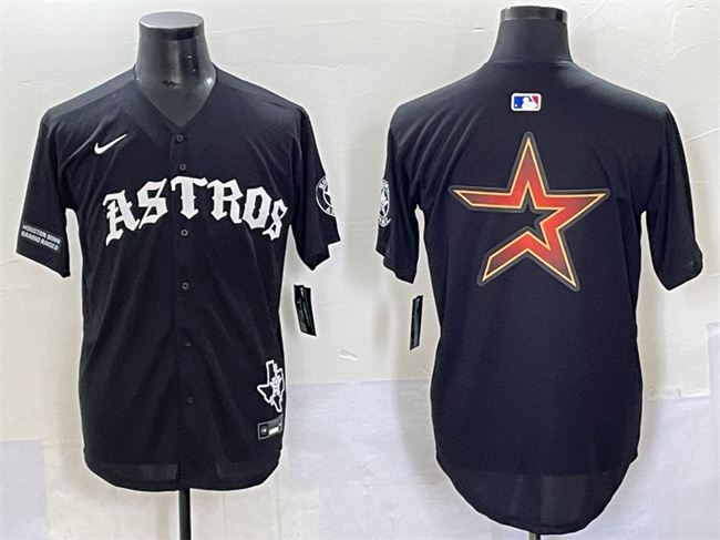 Men's Houston Astros Team Big Logo Black Gothic 'Houston Born Barrio Raised' Limited Stitched MLB Baseball Jerseys
