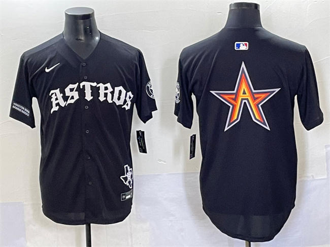 Men's Houston Astros Team Big Logo Black Gothic 'Houston Born Barrio Raised' Limited Baseball Stitched Jersey