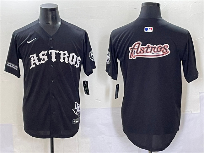 Men's Houston Astros Team Big Logo Black Gothic 'Houston Born Barrio Raised' Limited Stitched MLB Baseball Jersey