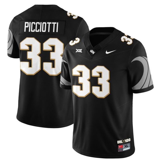 Men's UCF Knights #33 Phil Picciotti Black Nike 2025 Core Uniforms  Limited Stitched Football Jersey