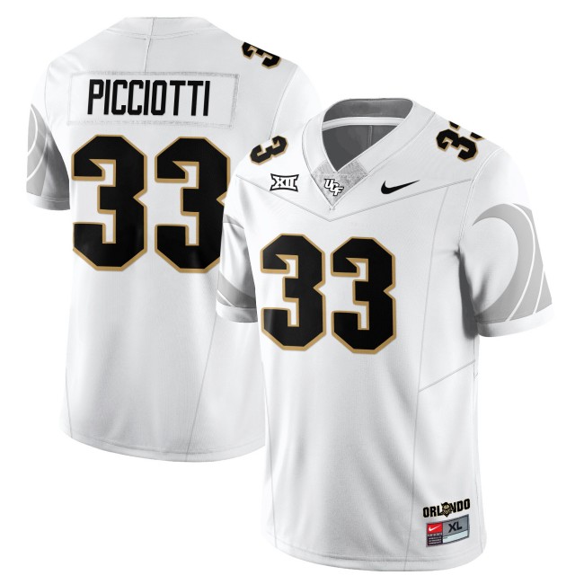 Men's UCF Knights #33 Phil Picciotti White Nike 2025 Core Uniforms  Limited Stitched Football Jersey