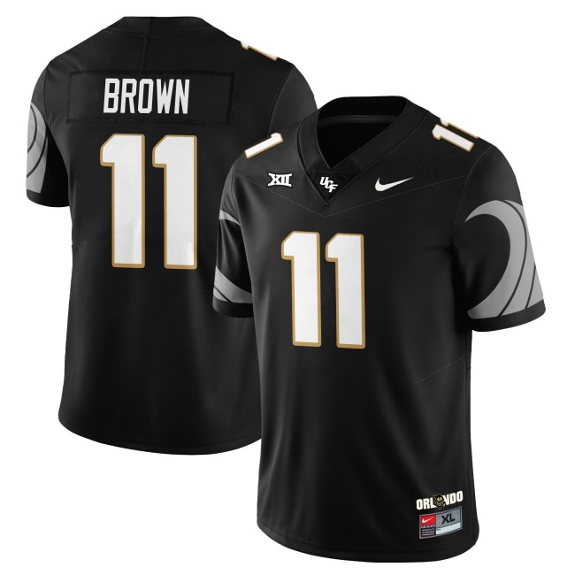 Men's UCF Knights #11 Jacurri Brown Black Nike 2025 Core Uniforms  Limited Stitched Football Jersey