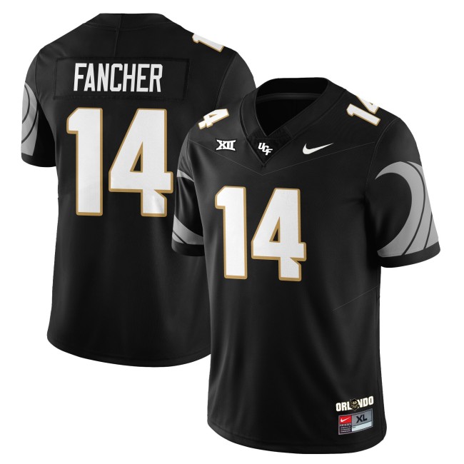 Men's UCF Knights #14 Cam Fancher Black Nike 2025 Core Uniforms  Limited Stitched Football Jersey