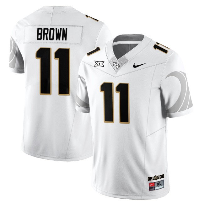 Men's UCF Knights #11 Jacurri Brown White Nike 2025 Core Uniforms  Limited Stitched Football Jersey