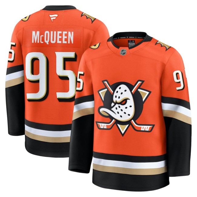 Men's Anaheim Ducks #95 McQueen Home Orange 2025 Premium Stitched Hockey Jersey