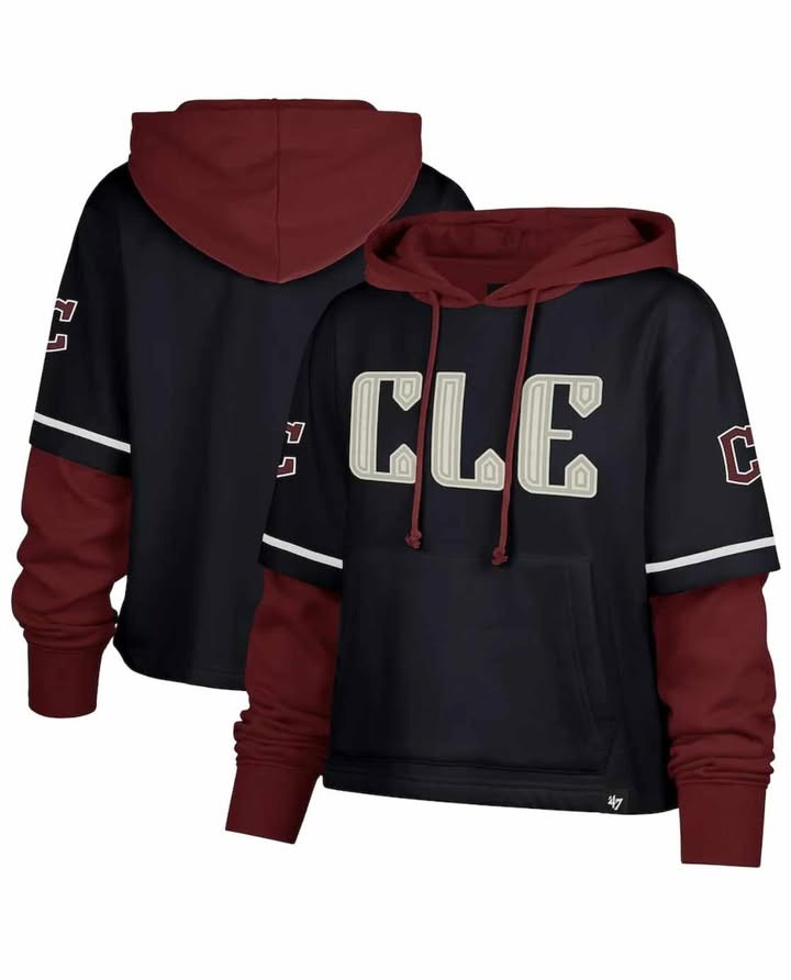 Cleveland Guardians '47 Women's City Connect Shortstop Cropped Pullover Navy Hoodie - All Stitched