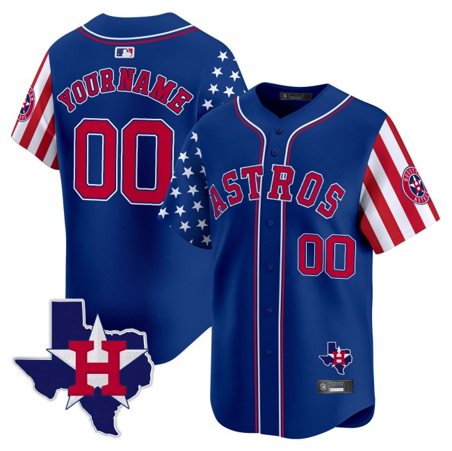 Houston Astros 2025 Independence Day Royal State Map Patch Vapor Premier Limited Custom Jersey - All Stitched