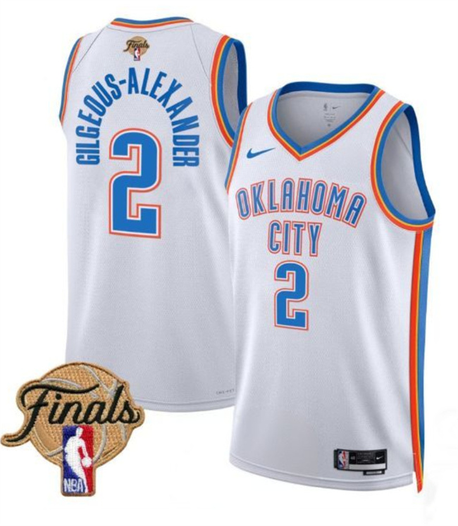 Youth Oklahoma City Thunder #2 Shai Gilgeous-Alexander White 2025 Finals Association Edition Stitched Basketball Jersey