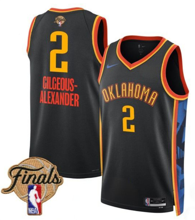 Youth Oklahoma City Thunder #2 Shai Gilgeous-Alexander Black 2025 Finals City Edition Stitched Basketball Jersey