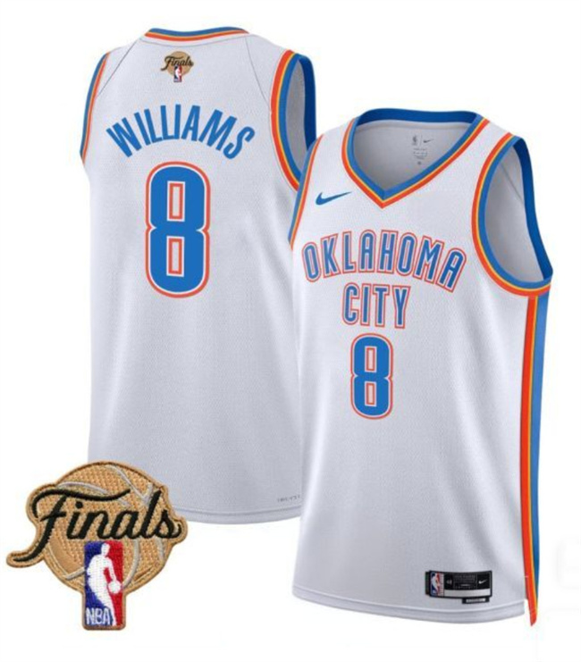 Youth Oklahoma City Thunder #8 Jalen Williams White 2025 Finals Association Edition Stitched Basketball Jersey