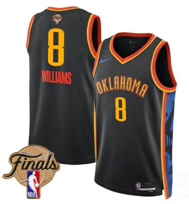 Youth Oklahoma City Thunder #8 Jalen Williams Black 2025 Finals City Edition Stitched Basketball Jersey