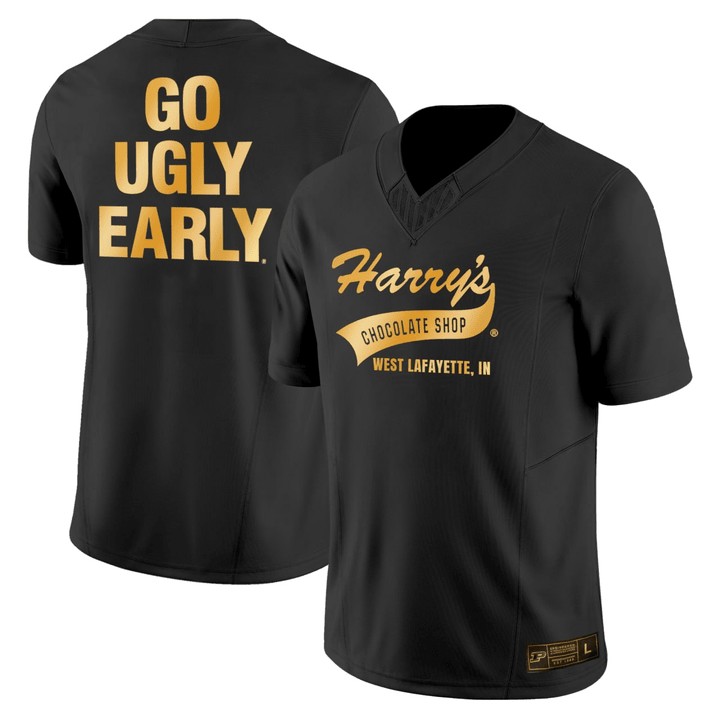 Men's Purdue Students Harry’s Chocolate Shop GO UGLY EARLY Black Vapor Limited Football Jersey - All Stitched