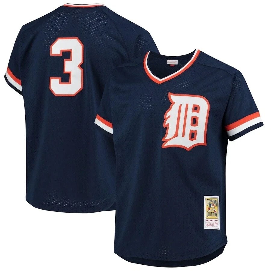 Detroit Tigers #3 1984 Cooperstown Navy Jersey - All Stitched