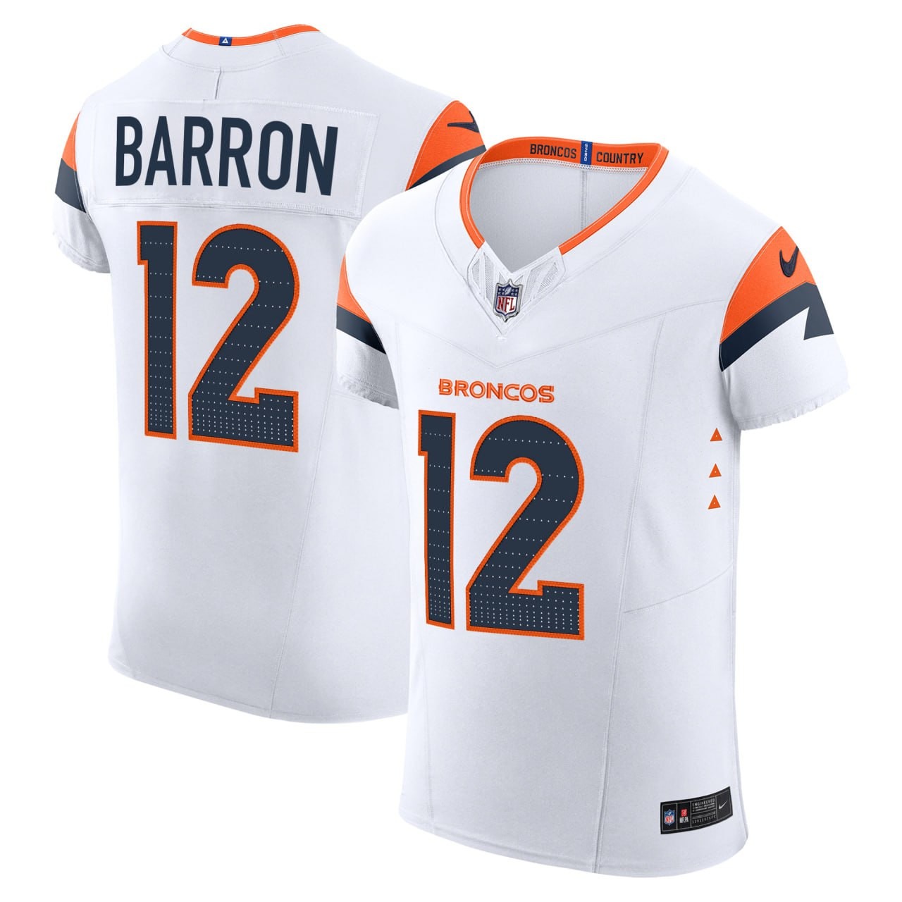 Jahdae Barron #12 Denver Broncos Nike White Elite Jersey - All Stitched