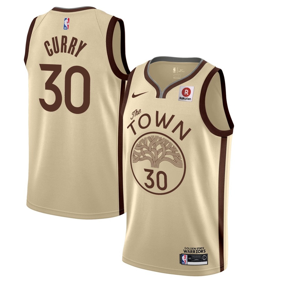 Men's Golden State Warriors #30 Stephen Curry 2025 Cream Stitched Jersey