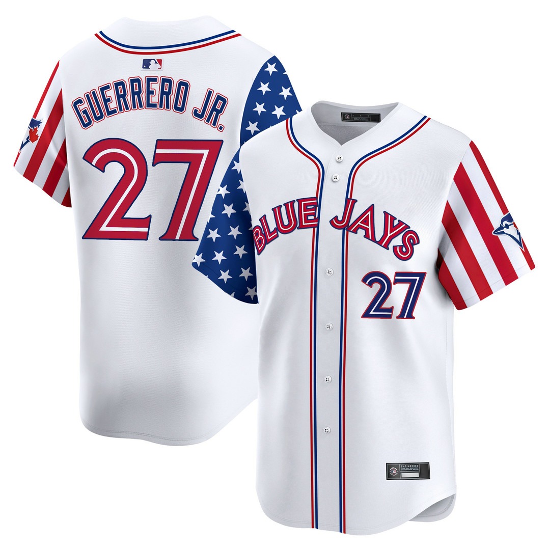 Men's Toronto Blue Jays #27 Vladimir Guerrero Jr. 2025 Independence Day Vapor Premier Limited Stitched Jersey White