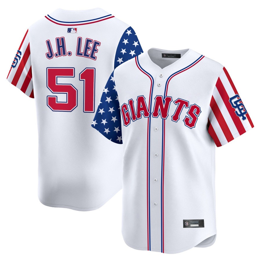 Men's San Francisco Giants #51 Jung Hoo Lee White 2025 Independence Day Vapor Premier Limited Stitched Jersey