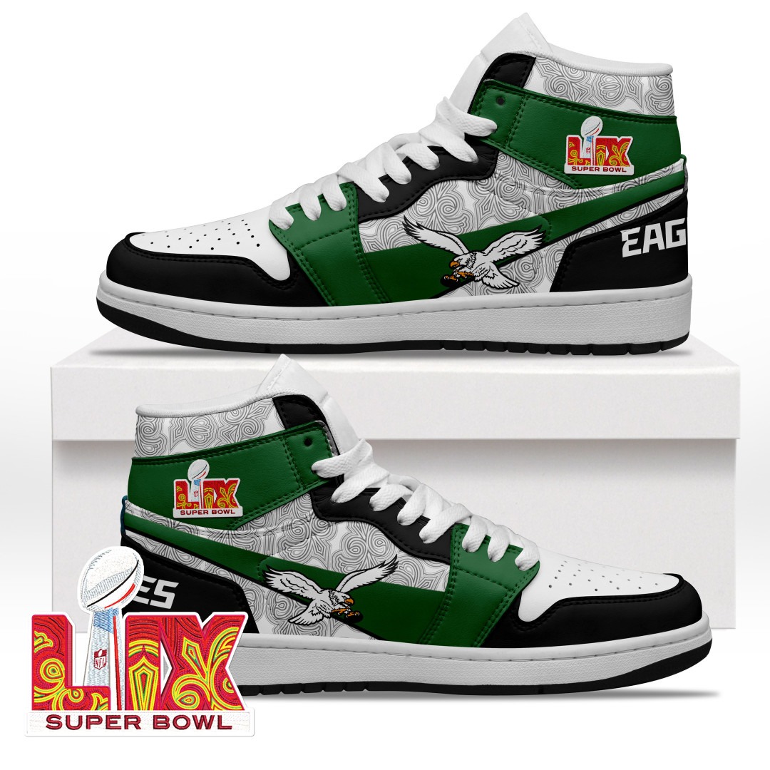 Philadelphia Eagles Super Bowl LIX  High Sneaker Boots - Kelly Green