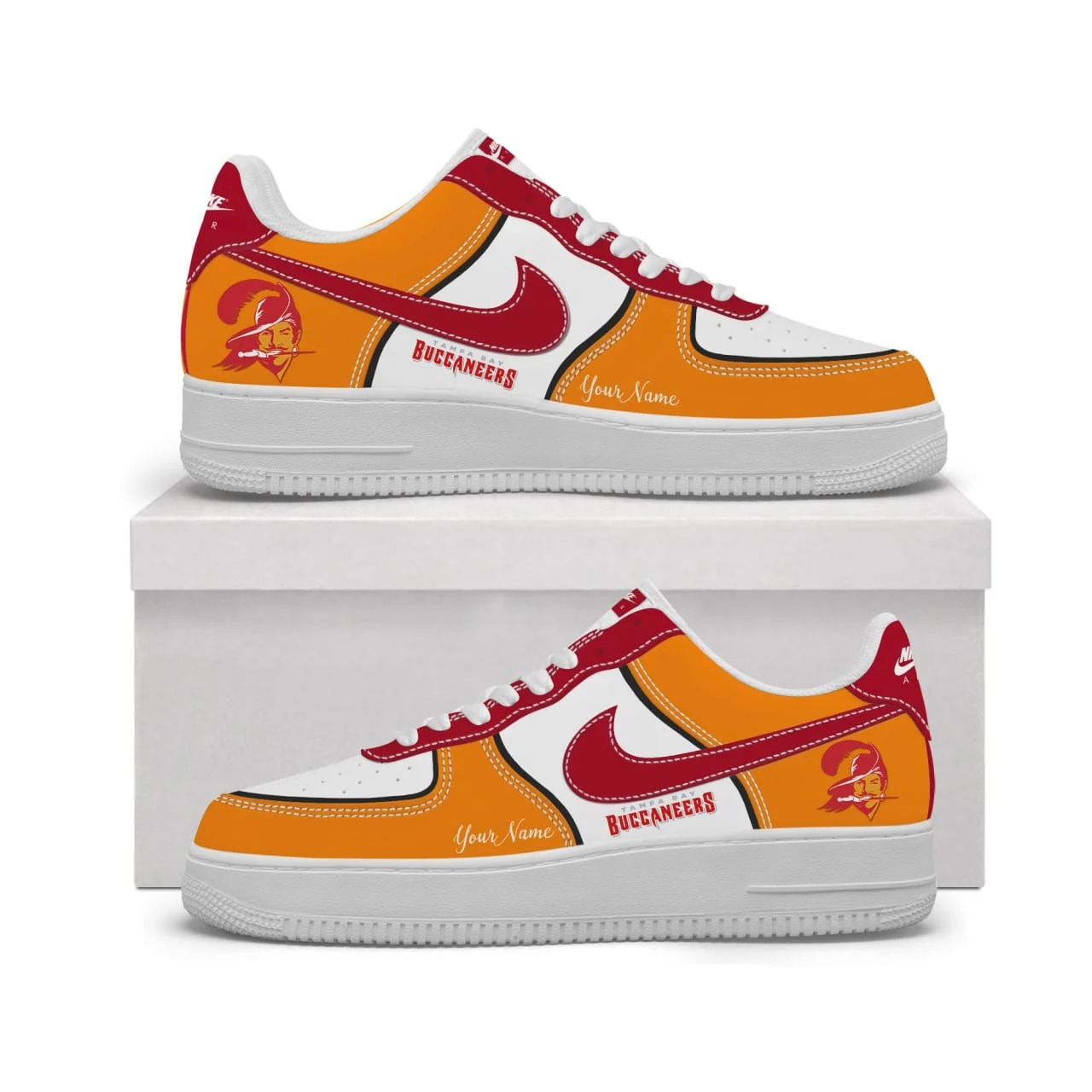 Tampa Bay Buccaneers Custom Your Nmae  Creamsicle - Genuine Leather Shoes