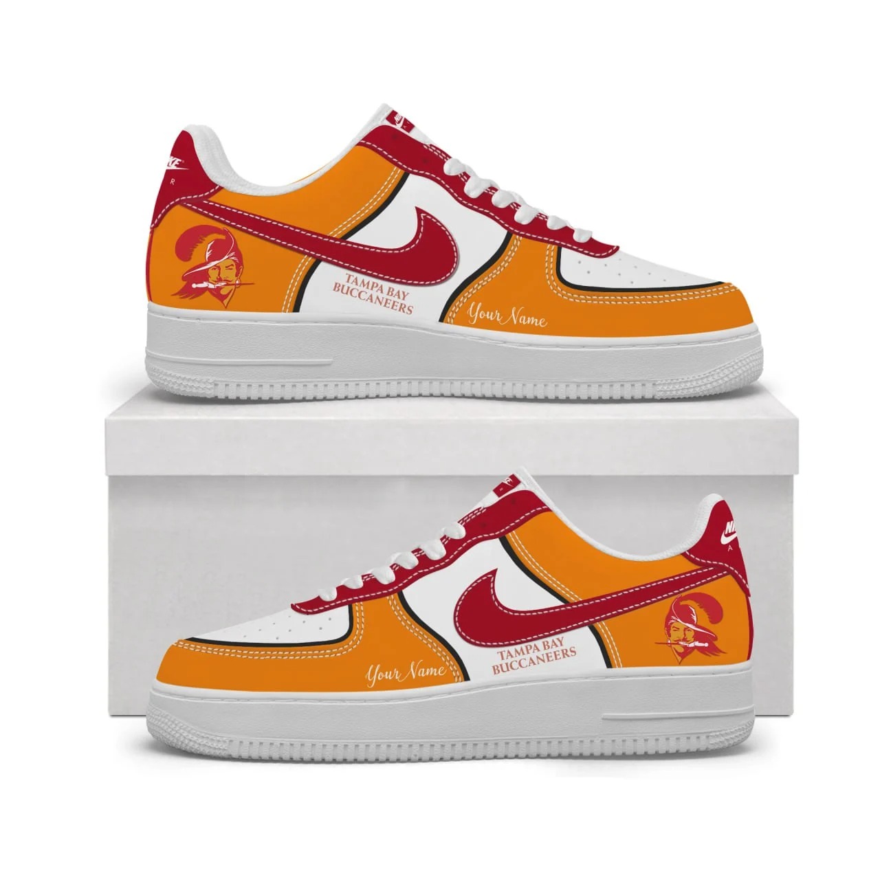 Tampa Bay Buccaneers Custom Your Nmae  Orange Creamsicle - Genuine Leather Shoes