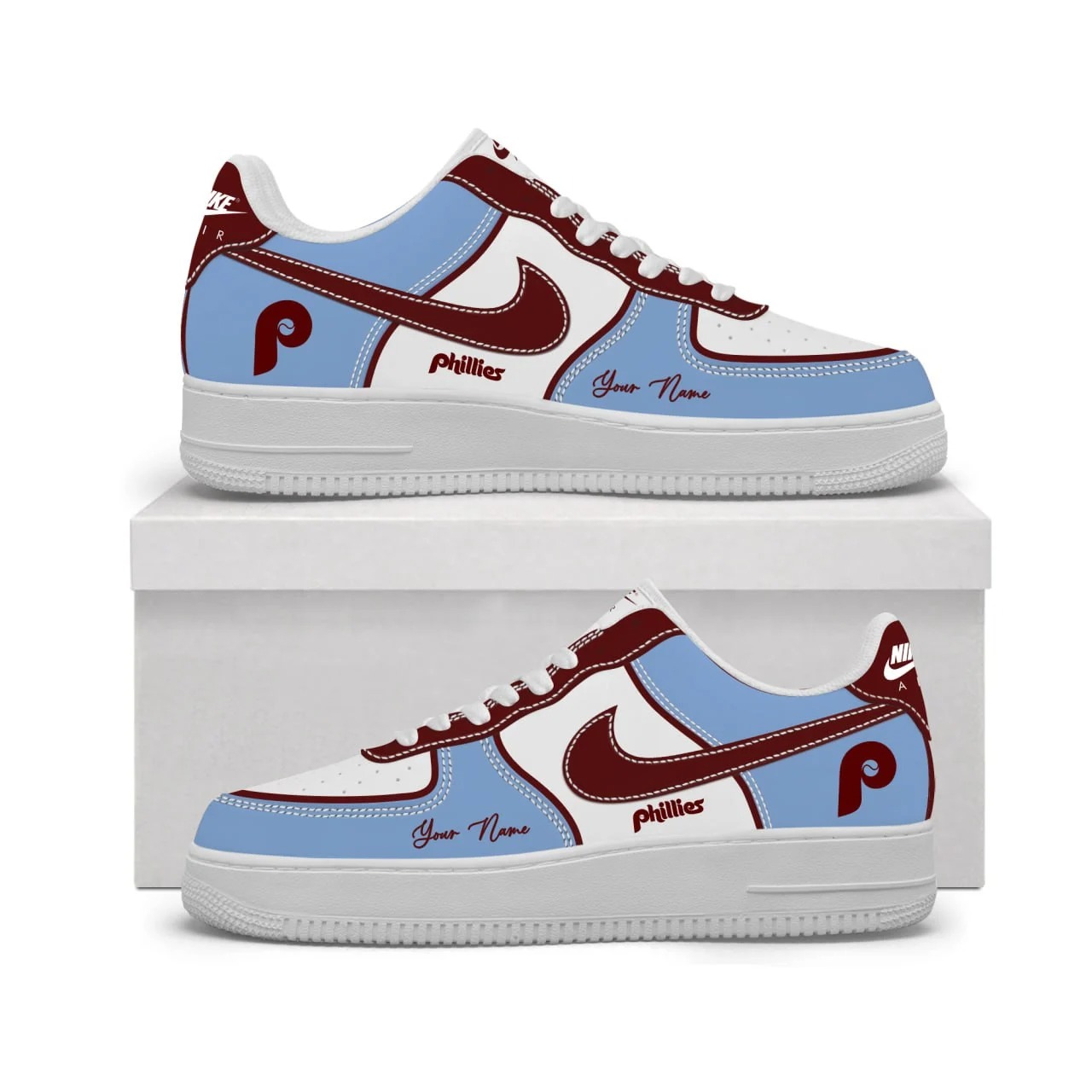 Philadelphia Phillies Custom Your Nmae  - Genuine Leather Shoes
