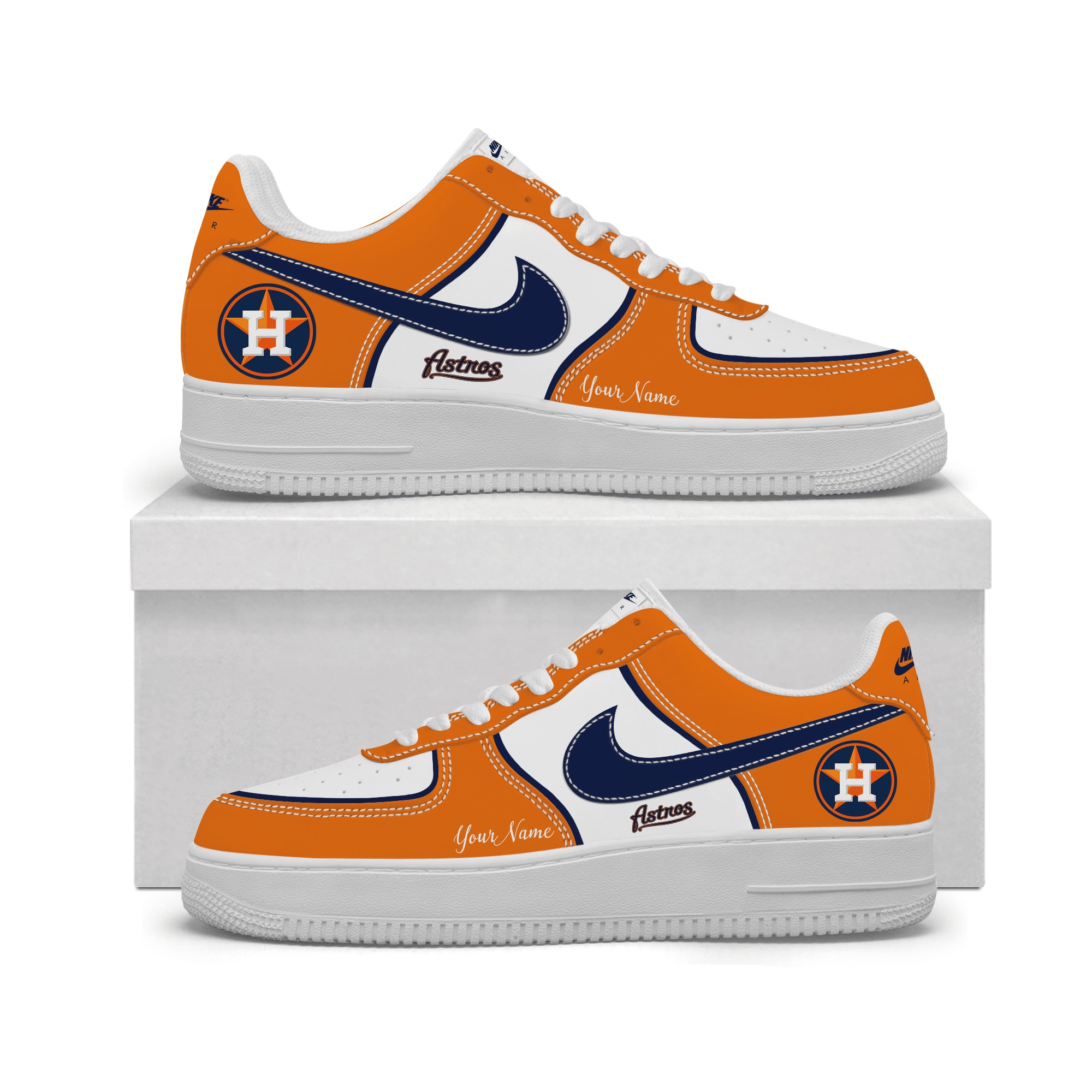Houston Astros Custom Your Nmae  - Genuine Leather Shoes