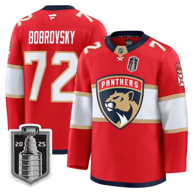 Youth Florida Panthers #72 Sergei Bobrovsky White 2025 Stanley Cup Final Premium Stitched NHL Hockey Jersey