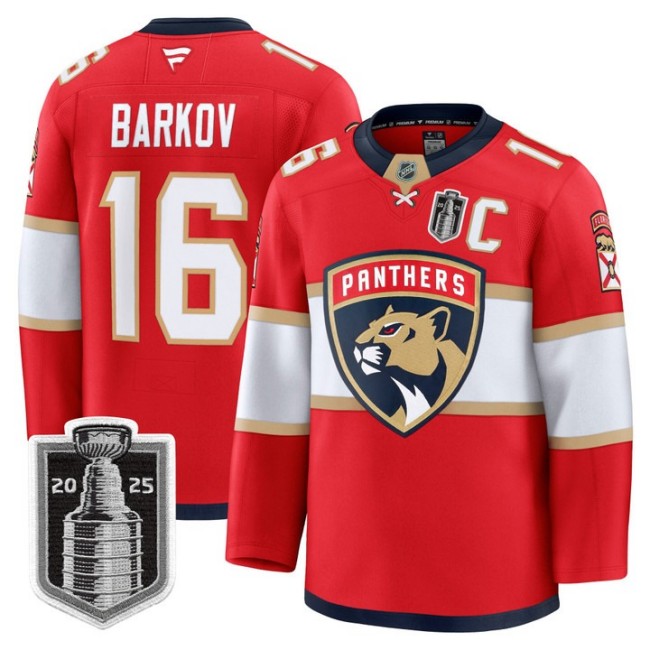 Youth Florida Panthers #16 Aleksander Barkov White 2025 Stanley Cup Final Premium Stitched NHL Hockey Jersey