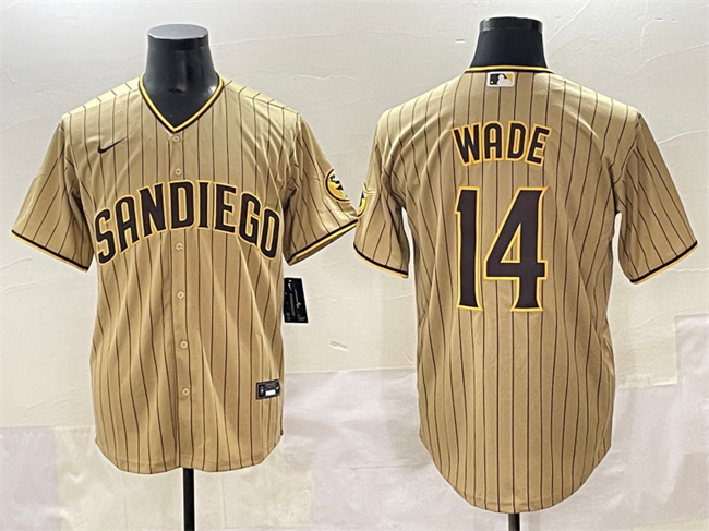 Men's San Diego Padres #14 Tyler Wade Tan Cool Base Stitched Baseball Jerseys