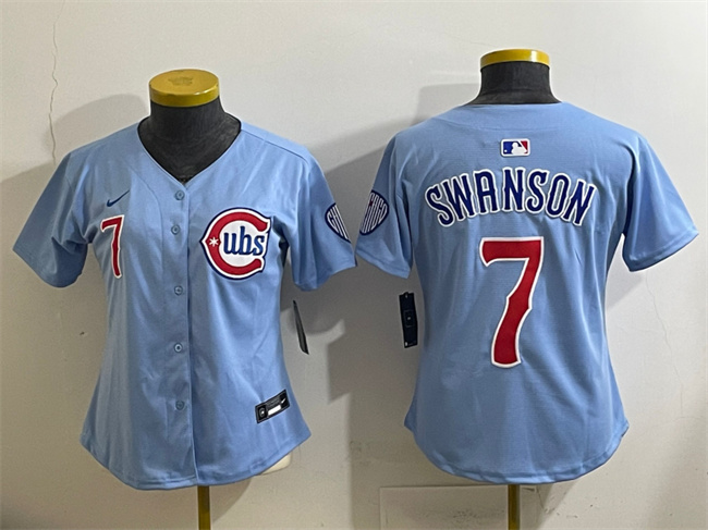 Women's Chicago Cubs #7 Dansby Swanson Blue 2024-25 2nd Alternatemited Stitched Baseball Jersey