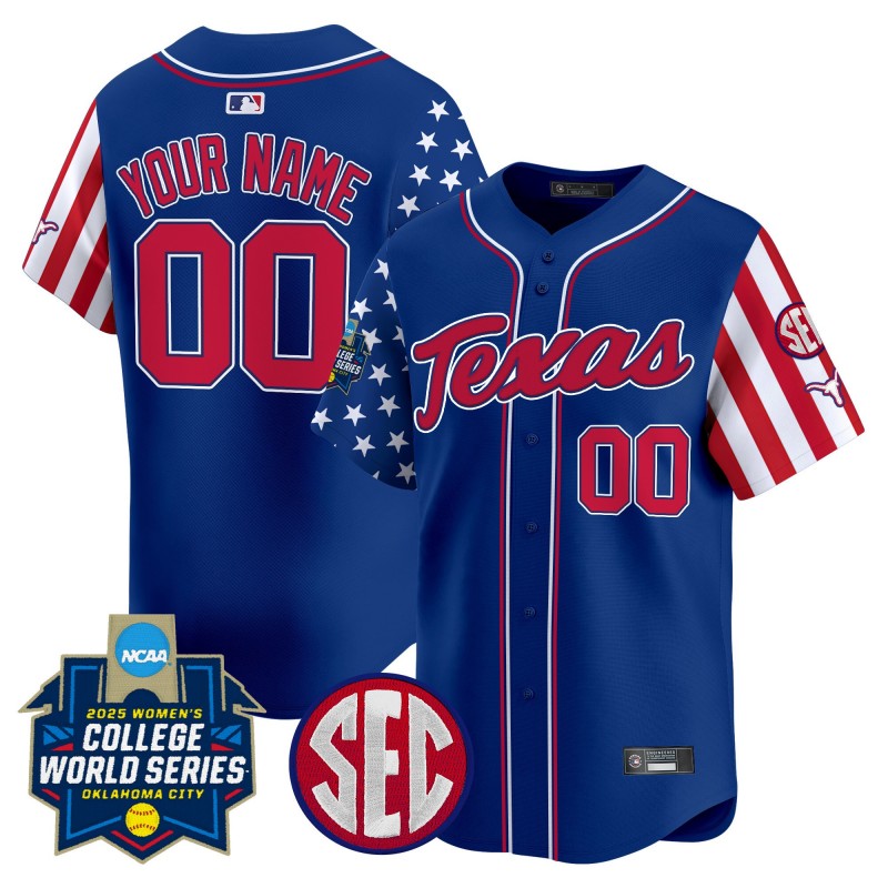 Texas Longhorns Softball WCWS Custom Royal 2025 Independence Day Limited Stitched Baseball Jersey