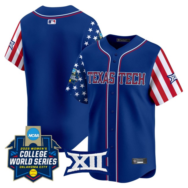 Men's Texas Tech Red Raiders Softball WCWS Blank Royal 2025 Independence Day Limited Stitched Baseball Jersey