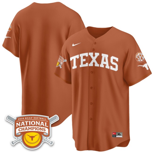 Men's Texas Longhorns Blank Orange 2025 NCAA Softball National Champions Limited Stitched Jersey