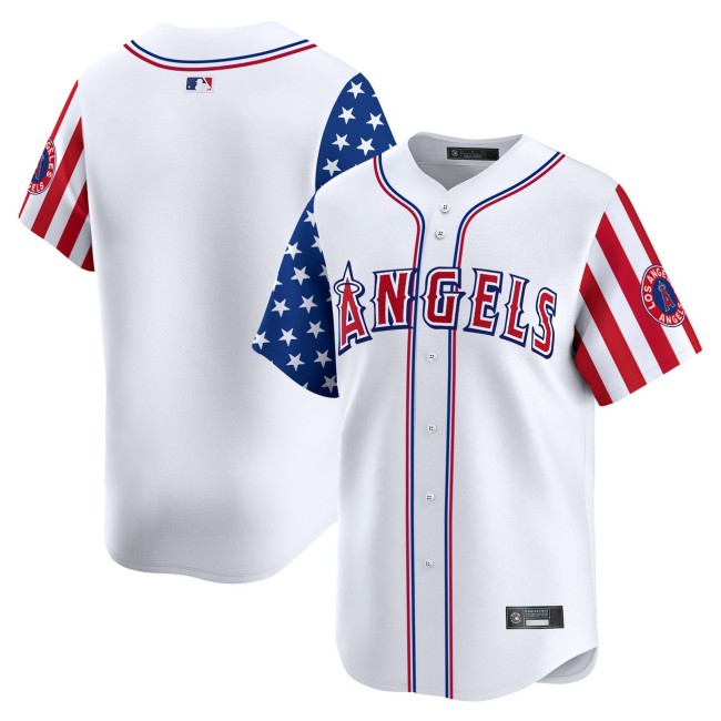 Men's Los Angeles Angels Team Blank White 2025 Independence Day Limited Jersey - All Stitched