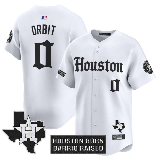 Men's Houston Astros #0 Orbit White 'Gothic Edition' Vapor Premier Limited Jersey V2 - All Stitched