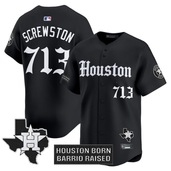 Houston Astros Screwston 713 Black 'Gothic Edition' Vapor Premier Limited Jersey V2 - All Stitched