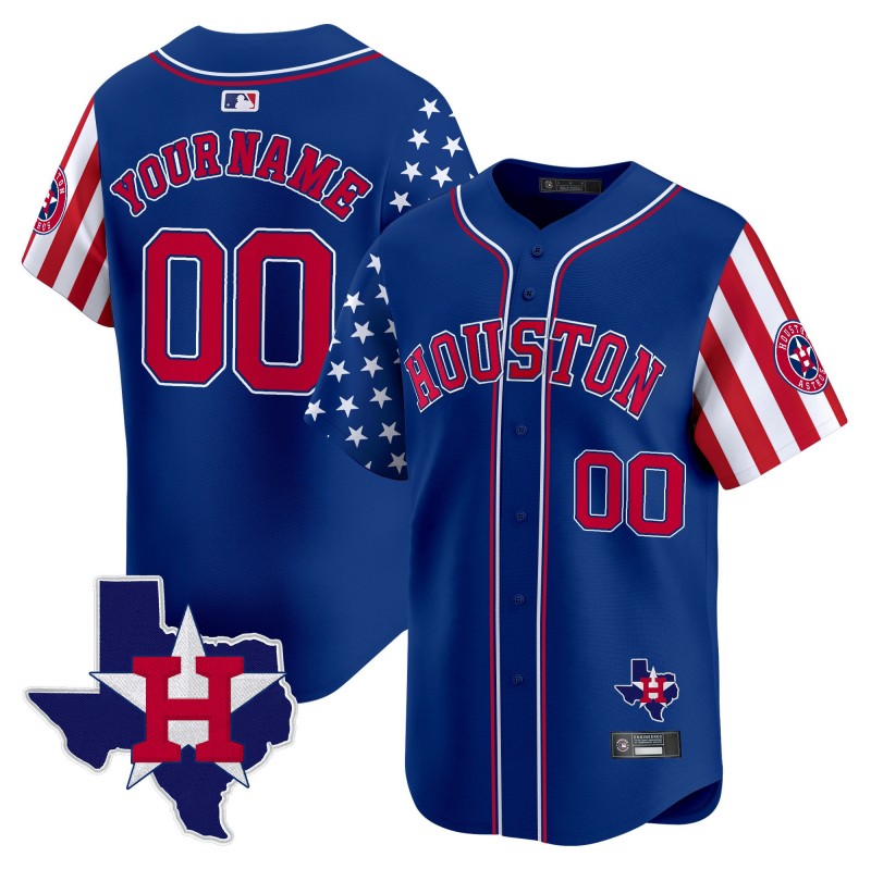 Houston Astros Custom Royal 2025 Independence Day Vapor Premier Limited Jersey V2 - All Stitched