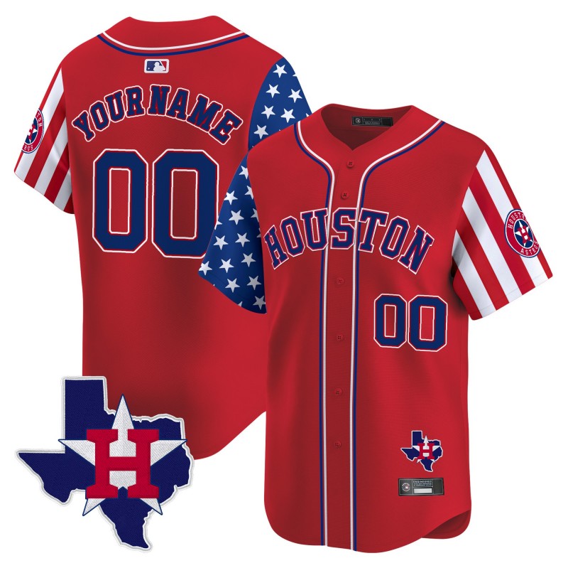 Houston Astros Custom Red 2025 Independence Day Vapor Premier Limited Jersey V2 - All Stitched