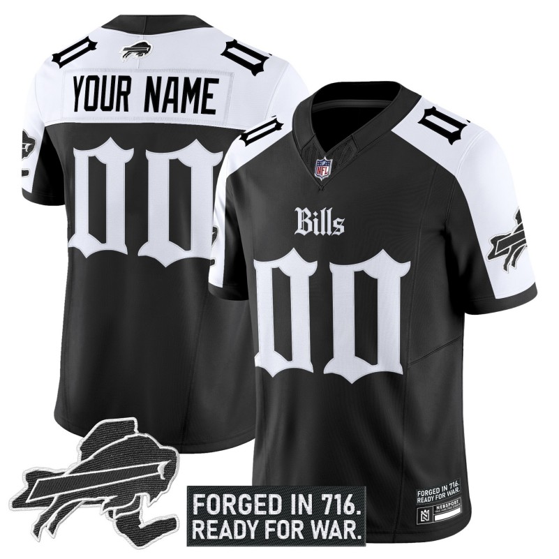 Buffalo Bills 'Gothic Cold Front Edition' Custom Black White Vapor Limited Stitched Football Jersey