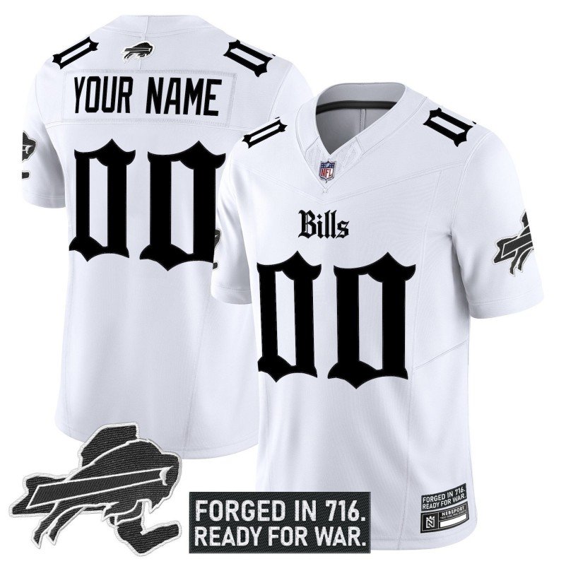 Buffalo Bills 'Gothic Cold Front Edition' Custom White Vapor Limited Stitched Football Jersey